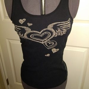Tank top with heart and wings